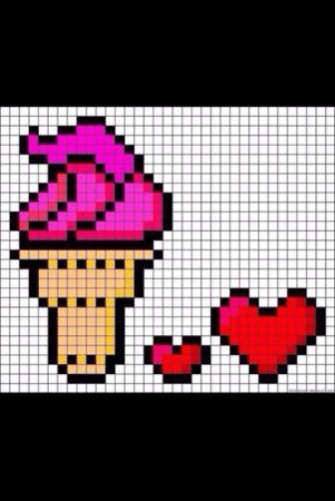Рисунки по клеточкам мороженое