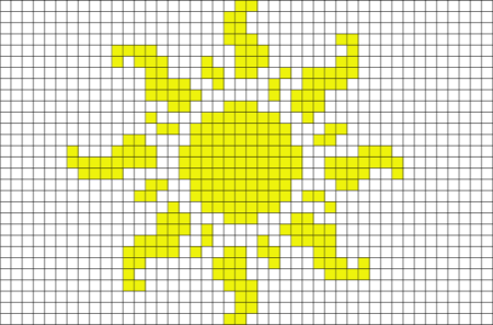 Рисунки по клеточкам солнце