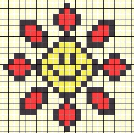 Рисунки по клеточкам солнце