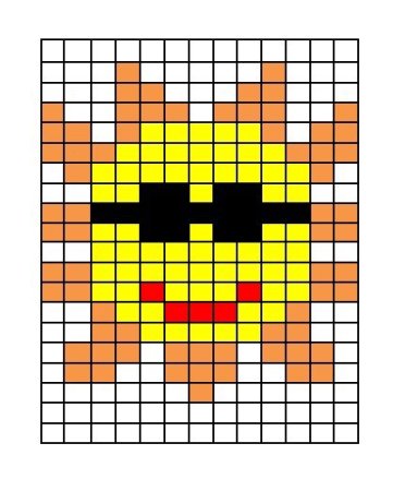 Солнышко по клеточкам в тетради