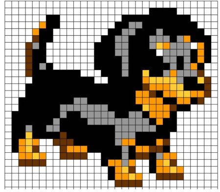 Рисунки по клеточкам собачки