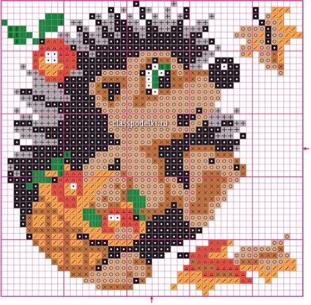 Ежик схема вышивки бисером