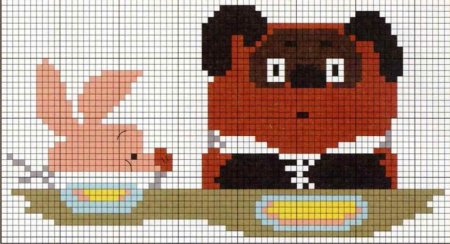 Винни пух и Пятачок по клеточкам