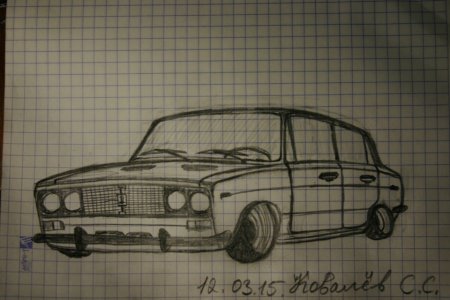 Рисунки по клеточкам машины ВАЗ Приора