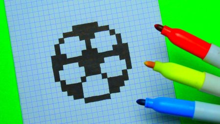 Рисунки по клеточкам мячик