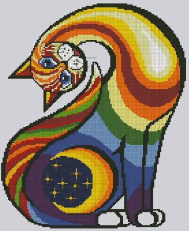 Вышивка Радужный кот