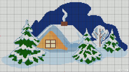 Зимние схемы вышивки