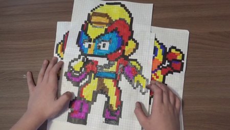 Бравлеры по клеточкам в тетради