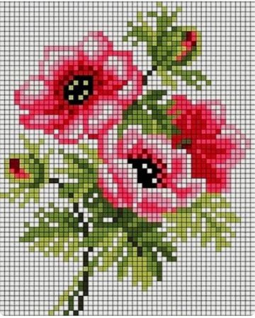 Вышивка цветов крестиком