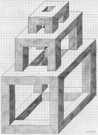 Рисование объемных фигур по клеточкам