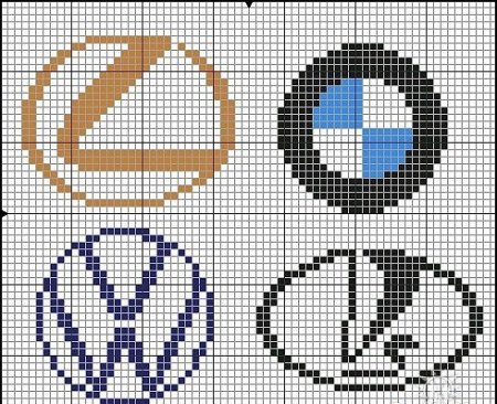 Вышивка логотипов автомобилей крестиком