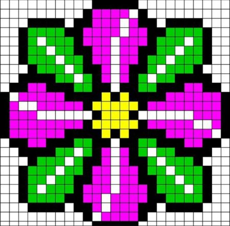 Цветы по клеточкам в тетради