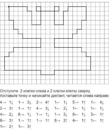 Рисунок по клеткам графический диктант для дошкольников