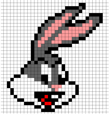 Зайчик по клеточкам в тетради