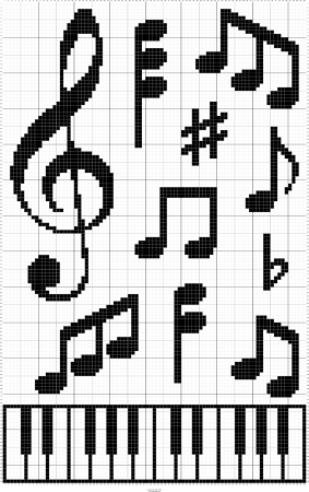 Рисунки по клеточкам Ноты