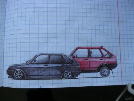 Машины в тетради в клетку