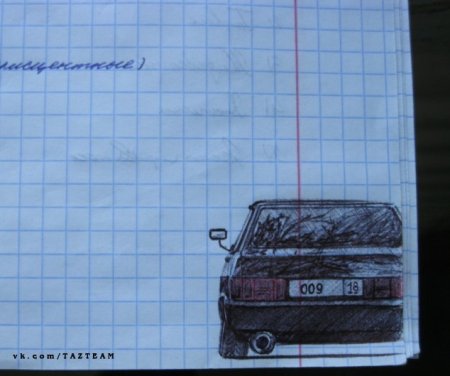 Рисунки машин в тетради в клетку