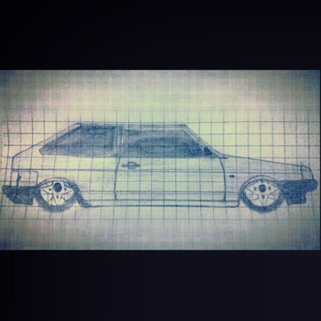 Машины в тетради в клетку