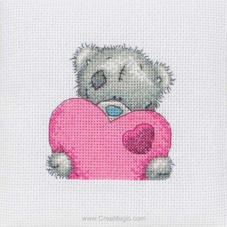 Вышивка крестиком мишка с бантиком