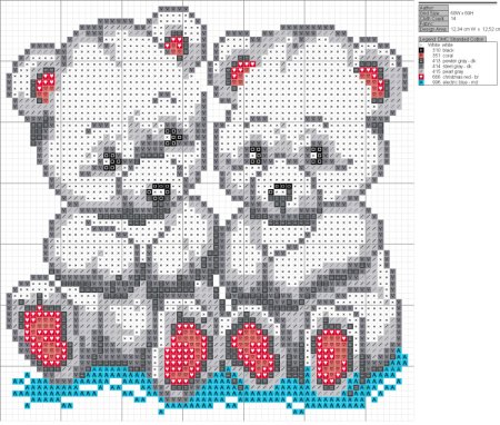 Рисунки по клеточкам Медвежонок