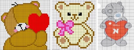 Медвежонок по клеточкам в тетради