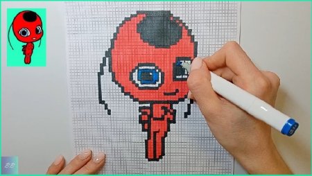 Леди баг по клеточкам в тетради