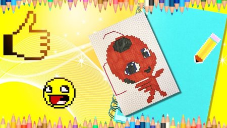 Леди баг по клеточкам в тетради