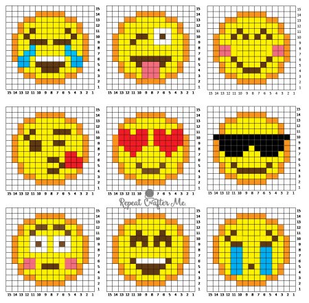 Рисование по клеточкам смайлики