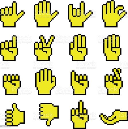 Рисунки по клеточкам руки жесты