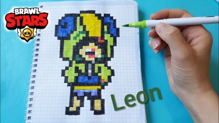 Brawl Stars Леон по клеточкам