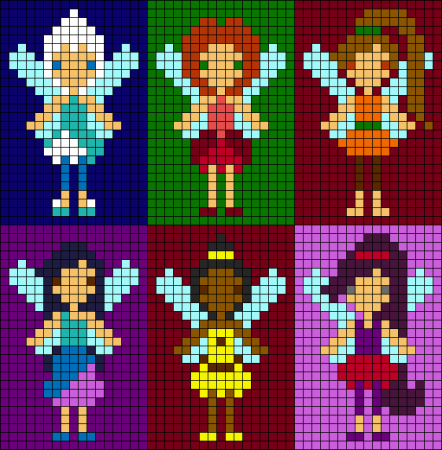 Принцессы по клеточкам в тетради