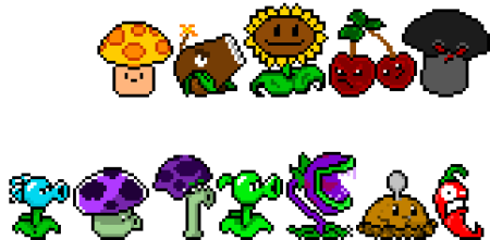 Пиксель арт Plants vs Zombies