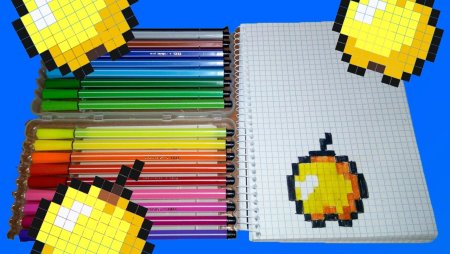 Золотое яблоко из МАЙНКРАФТА по клеточкам