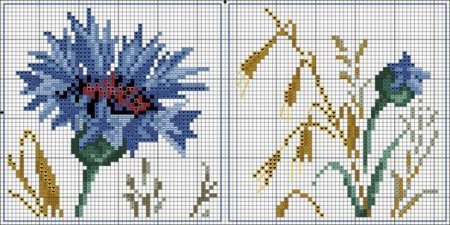 Жаккард по клеточкам цветы