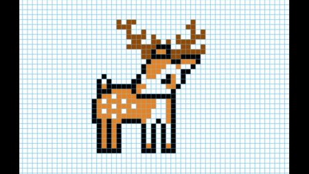 Рисунки по клеточкам олень