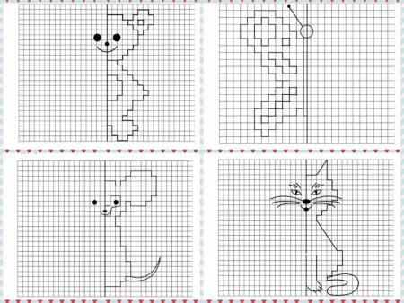 Дорисуй по клеточкам вторую половинку для дошкольников