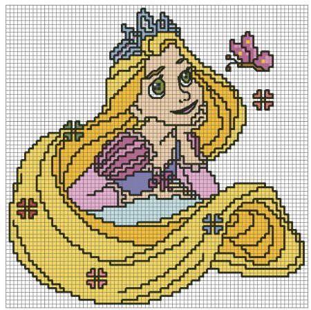Вышивка крестиком принцесса Рапунцель
