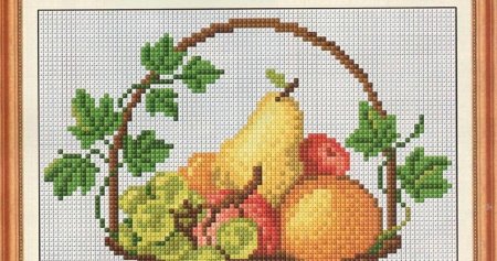 Вышивка крестиком фрукты в корзине