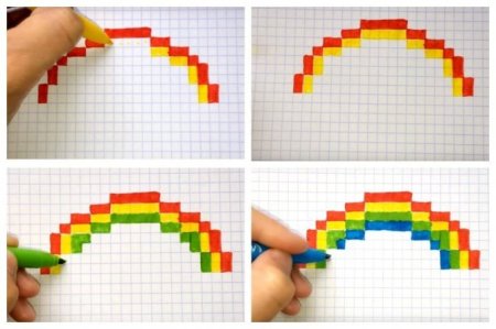 Рисунки по клеточкам Радуга