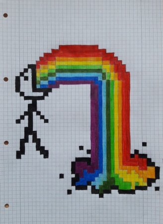 Рисование по клеточкам Радуга