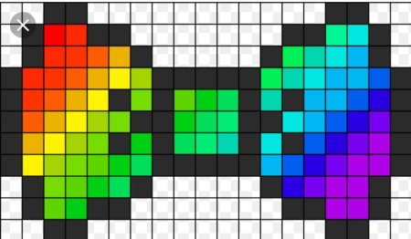 Раскраски по клеточкам радужные