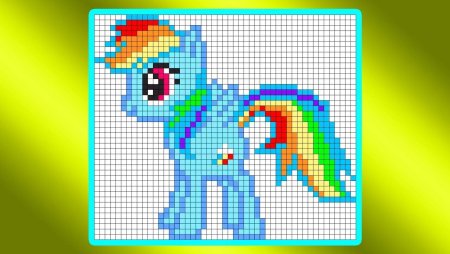 Рисунки по клеточкам радужные