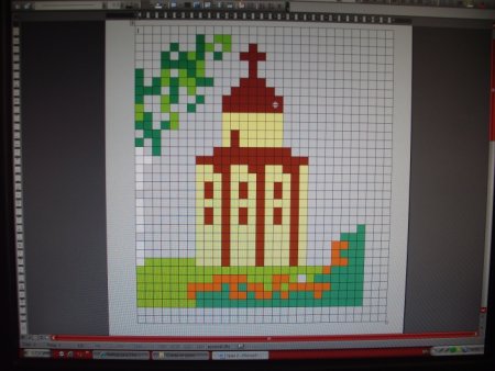 Рисование по клеткам храм