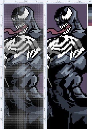 Человек паук Веном по клеточкам