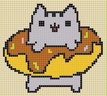 Рисование котика Пушина по клеткам