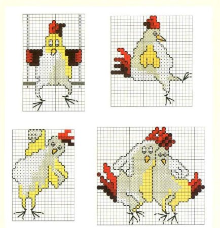 Вышивка крестом курица схема