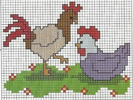 Петух по клеткам