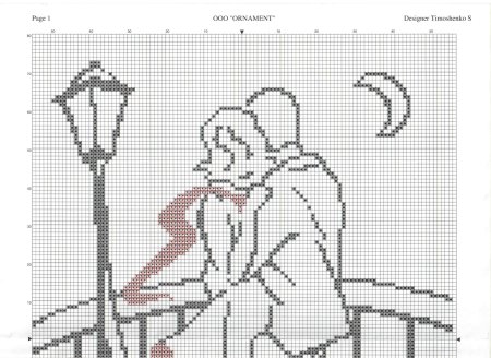 Монохромная вышивка влюбленные