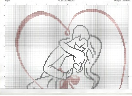 Монохромная вышивка влюбленные