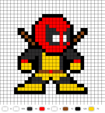 Рисование по клеточкам Дэдпул